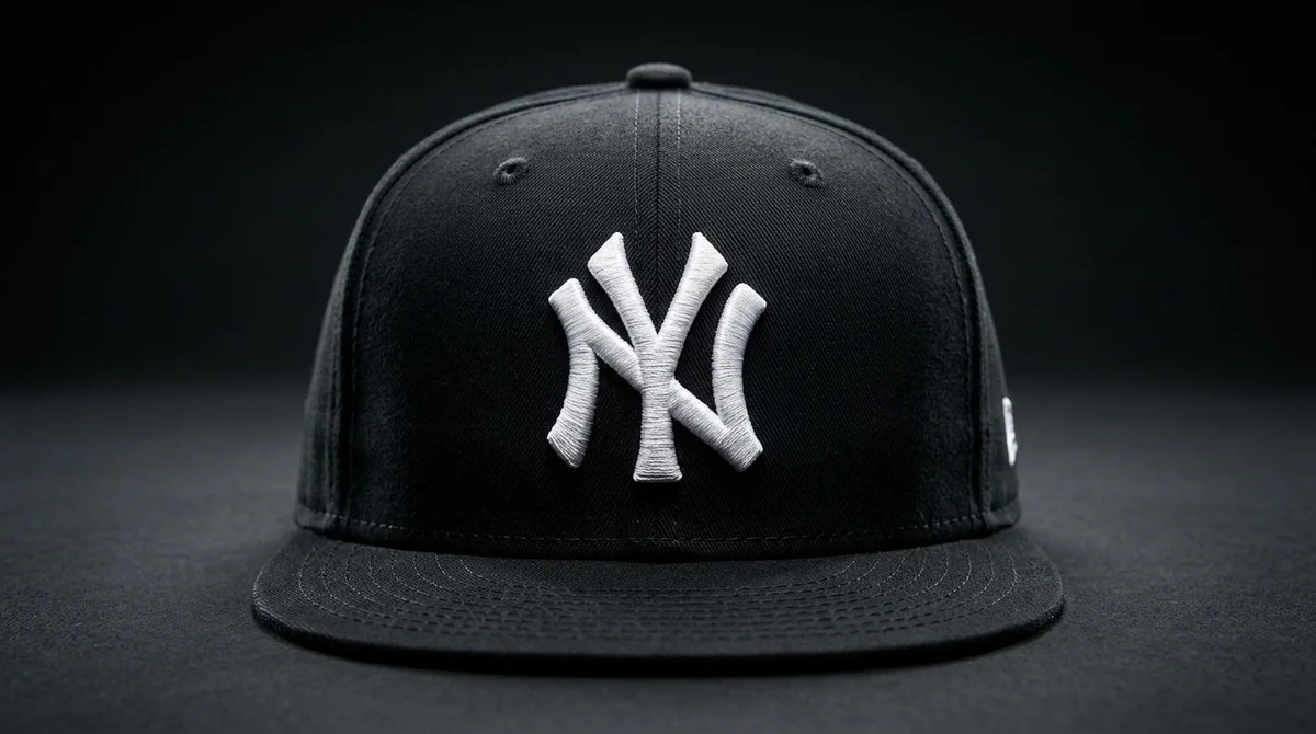 Black cap with raised embroidered logo