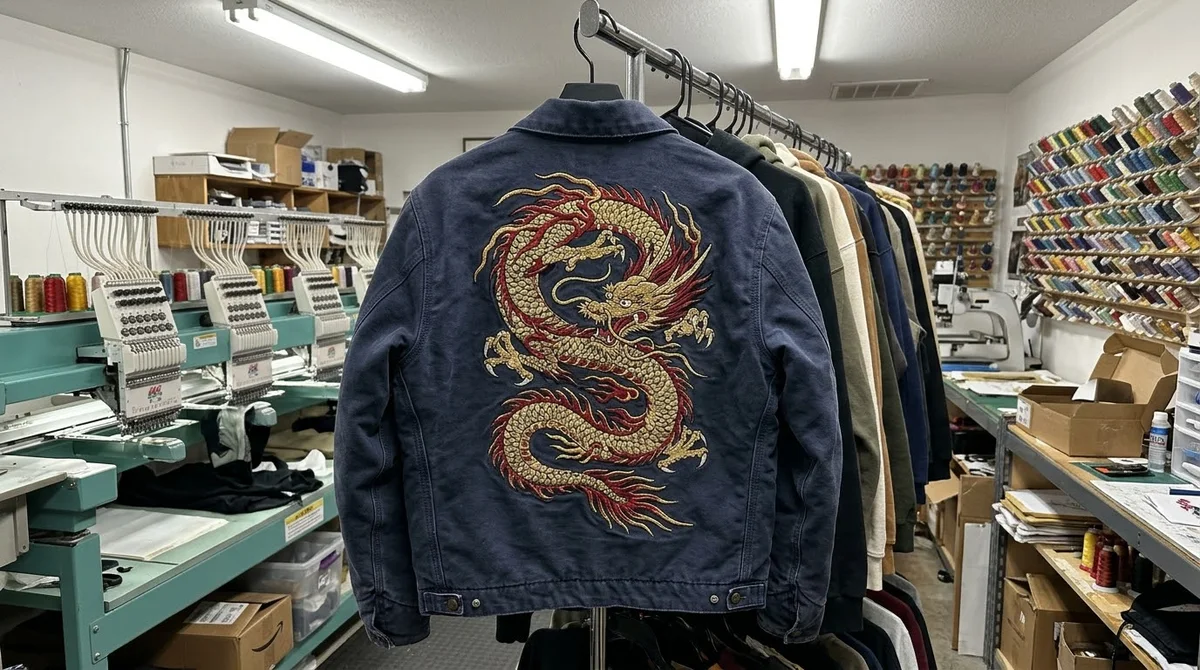 Dragon embroidery on a jacket back